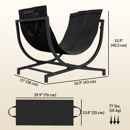 Foldable Firewood Rack for Fireplace with Log Carrier