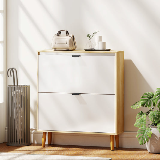 Narrow shoe cabinet modern flip drawer storage unit