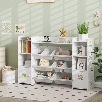 Organizador de juguetes con 8 contenedores extraíbles — Blanco