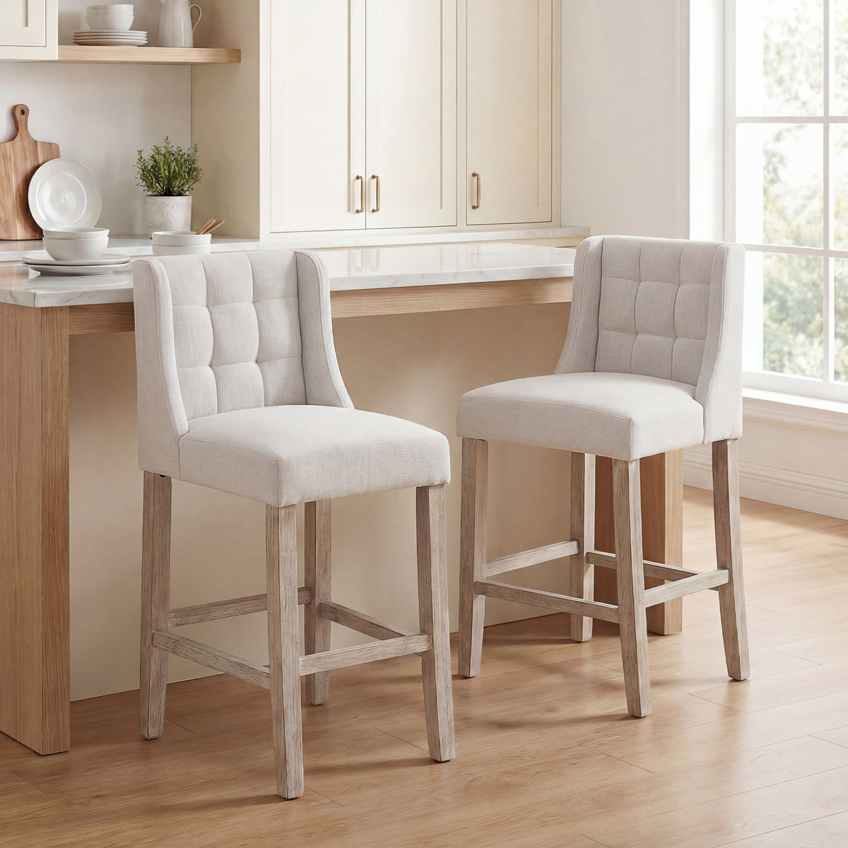 Tufted Counter Bar Stools Set of 2