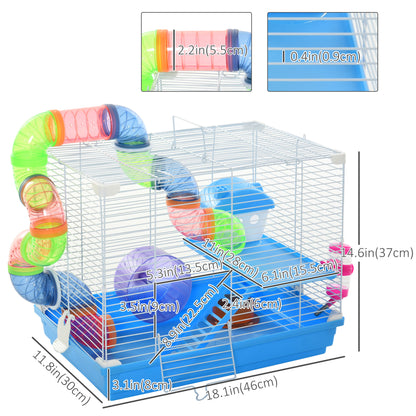 2-Tier hamster cage with tube system
