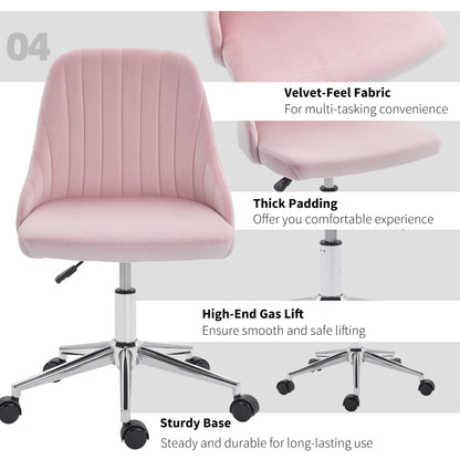 Adjustable Velvet Swivel Vanity Chair