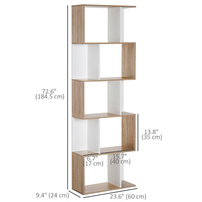 Librería geométrica de 5 niveles en forma de S