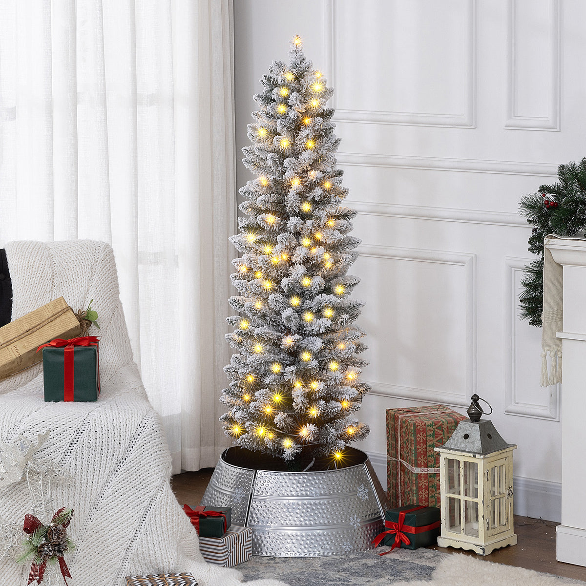 Artificial prelit pencil Christmas tree