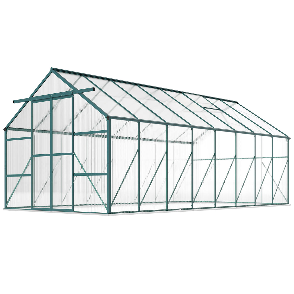 5x2.5m Aluminum Polycarbonate Greenhouse with Sliding Door
