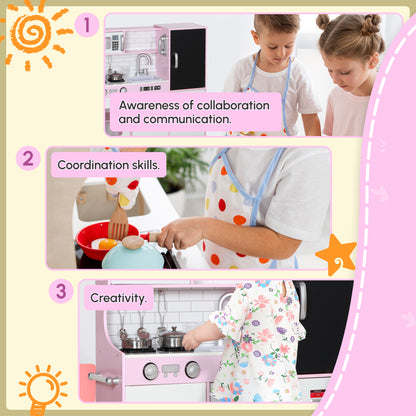 Cocina de juguete para niños con pizarra y cubitos de hielo