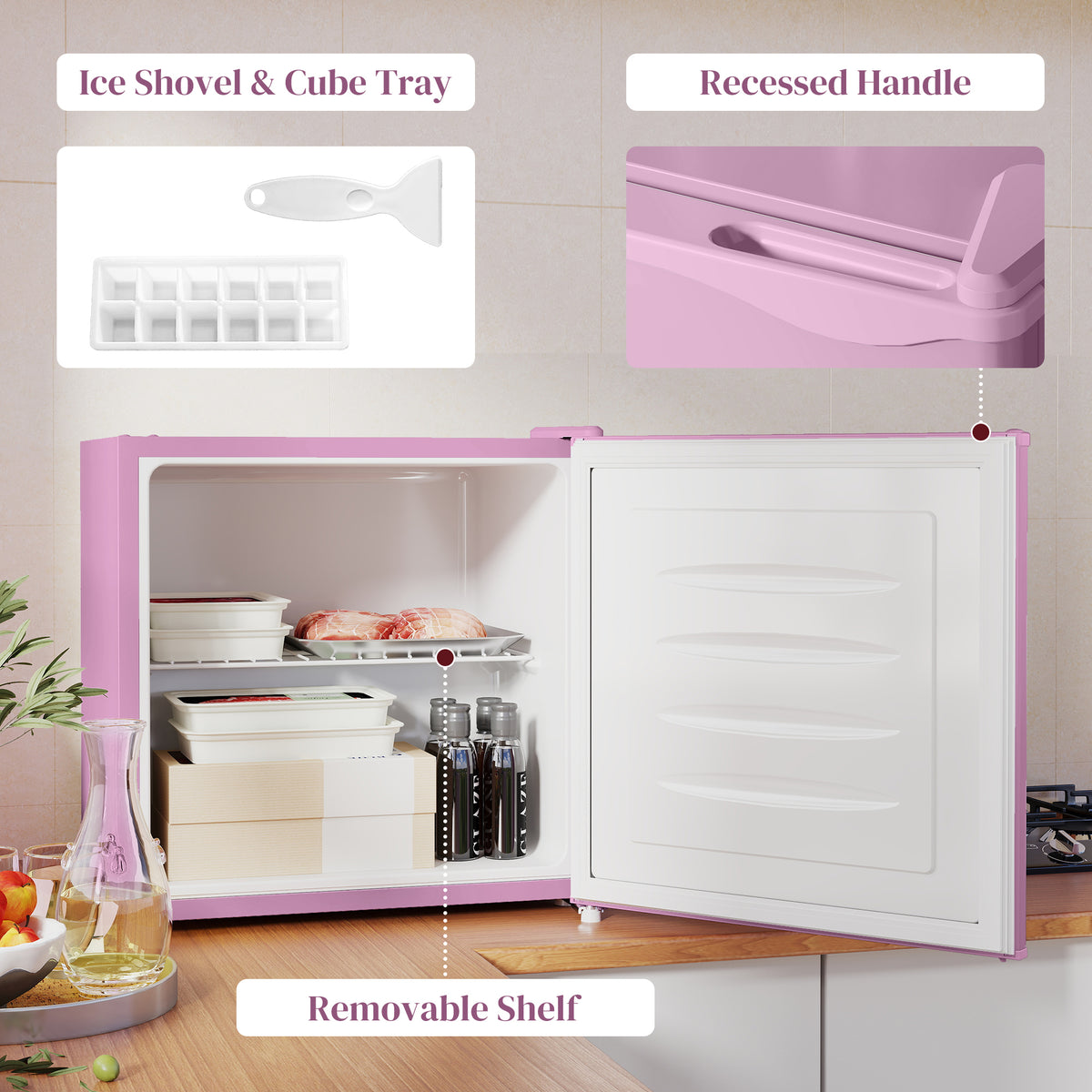 Compact upright freezer 1.1 cu ft with reversible door