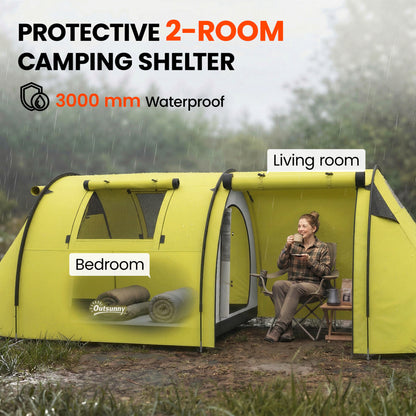 2-Room Waterproof Camping Tent for 3-4 People