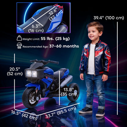 Electric Motorcycle Ride-On Toy 6V Pedal Powered Music Headlights