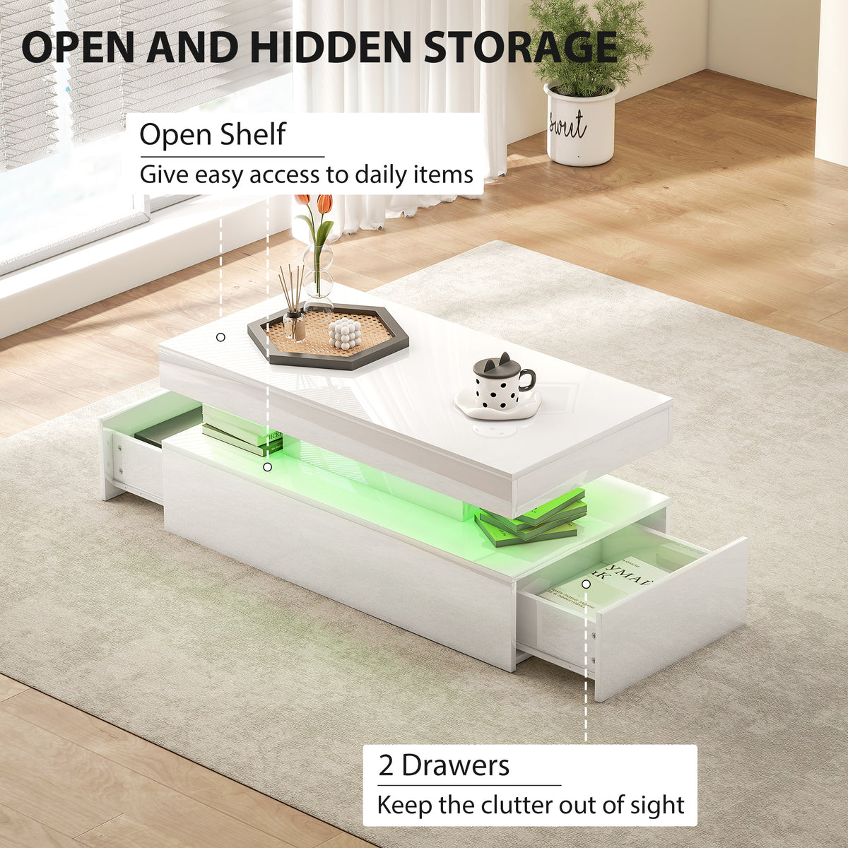 LED Coffee Table with Storage
