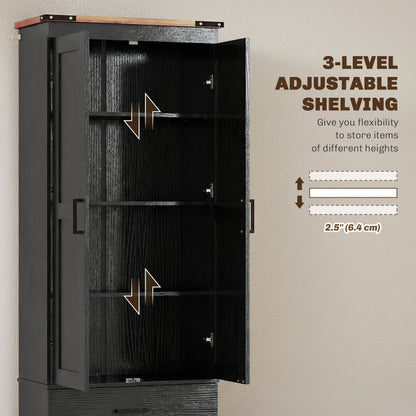Tall Kitchen Pantry Cabinet 4-Tier with Drawers