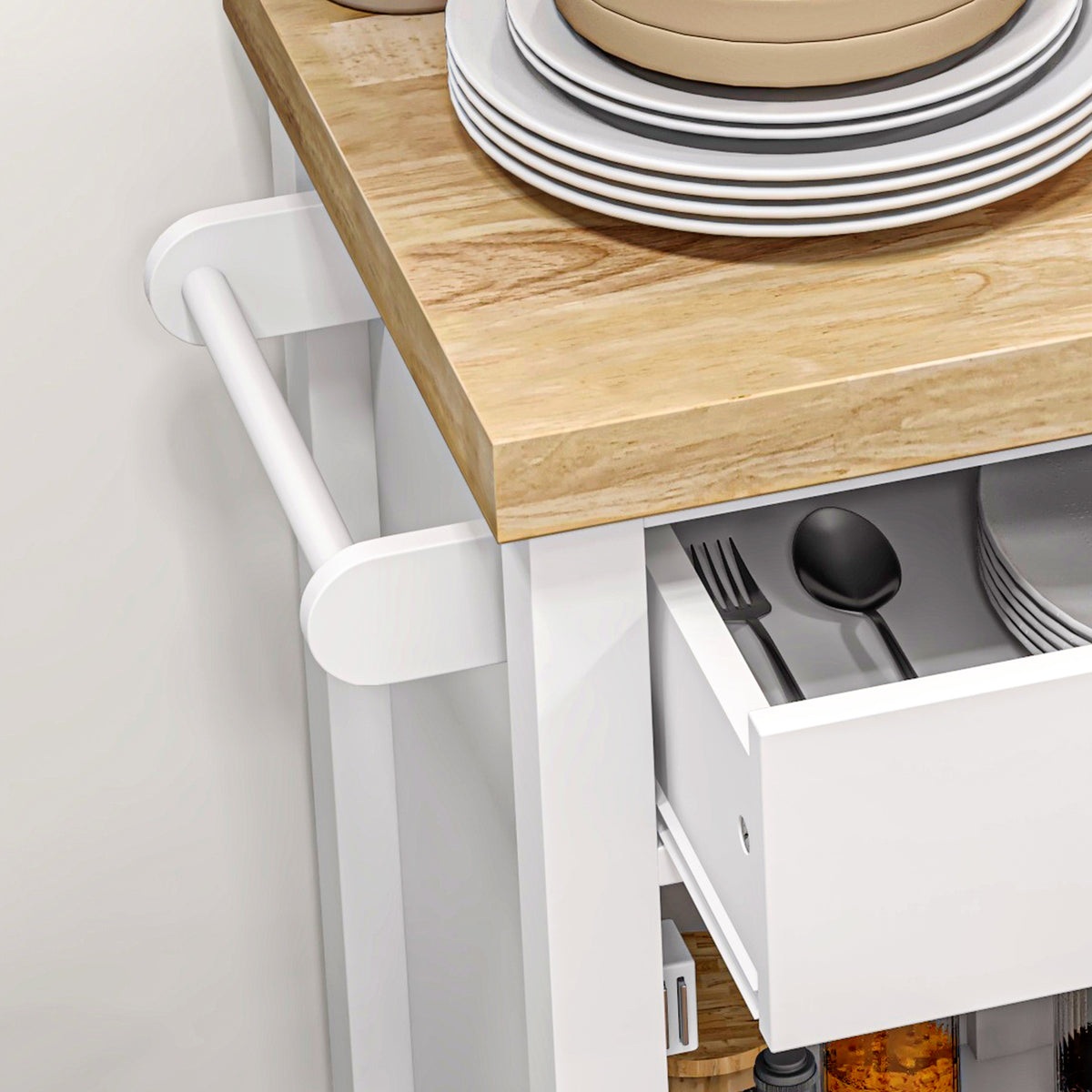 Rolling kitchen island wood cart