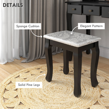 Vanity desk with stool rotating mirror 360° 5 drawers