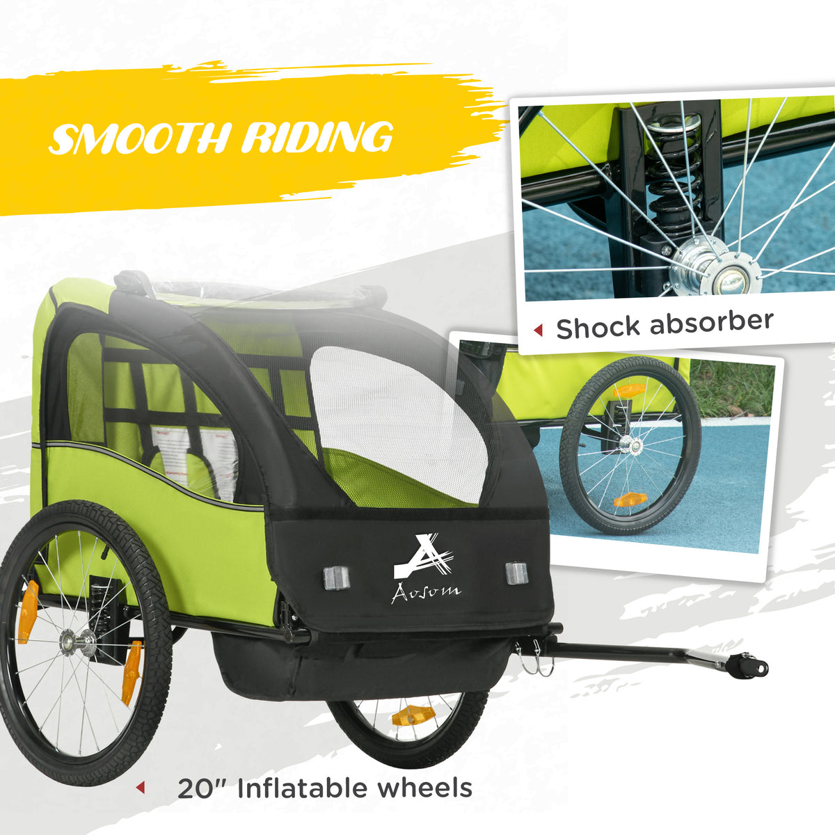 Remolque de bicicleta para dos niños con ruedas de 51 cm