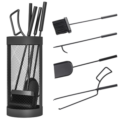 Fireplace Tool Set with Mesh Basket 5-Piece