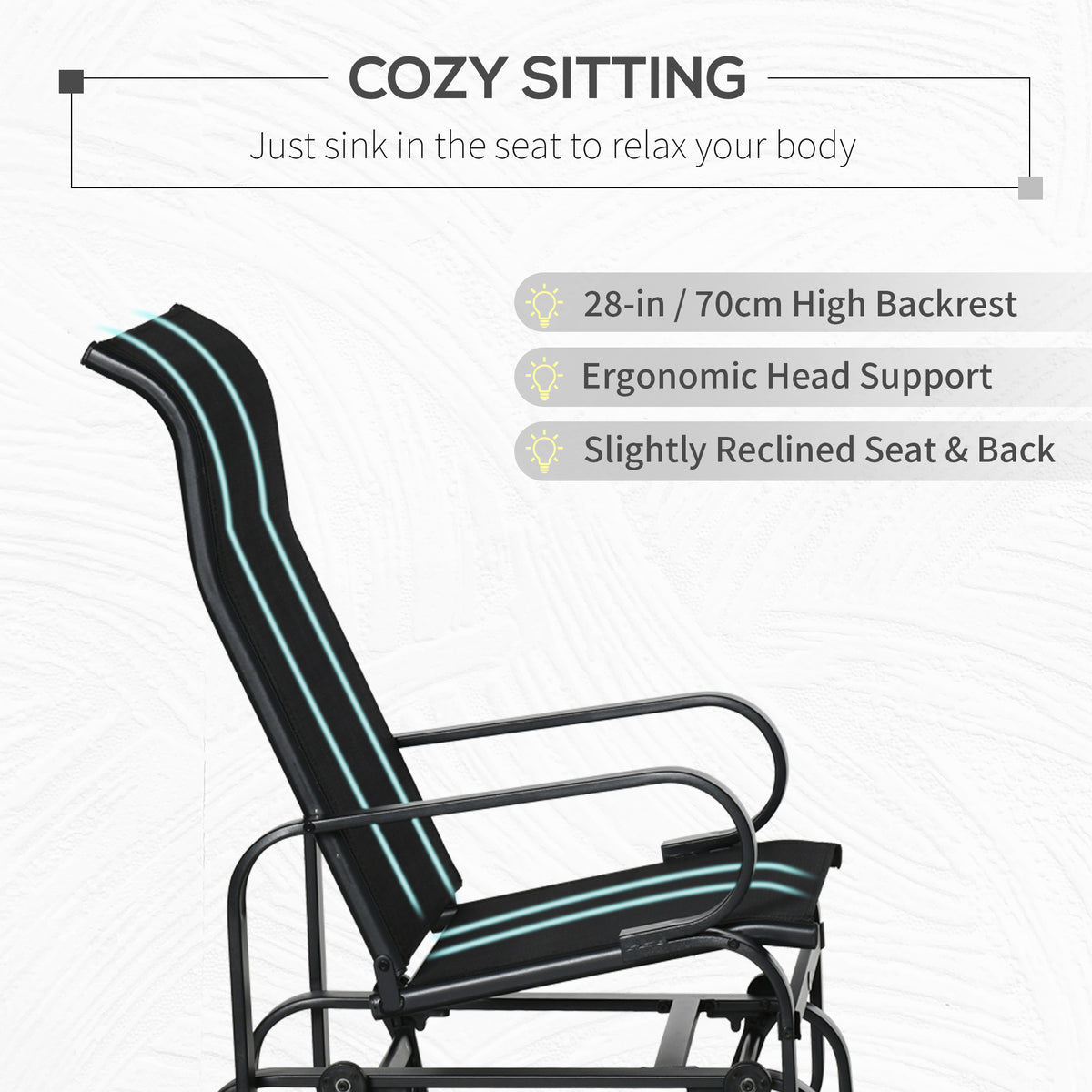 Patio Glider Chair with Breathable Mesh Fabric