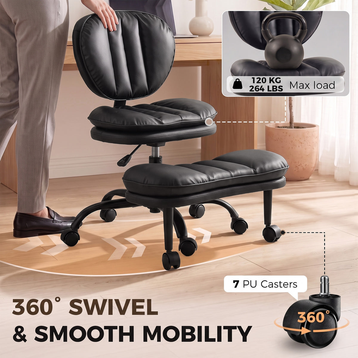Ergonomic cross-legged office chair