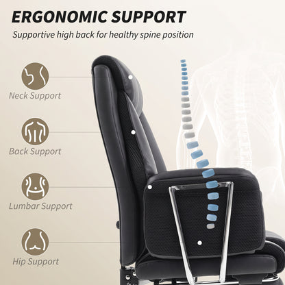 Reclining ergonomic office chair with footrest