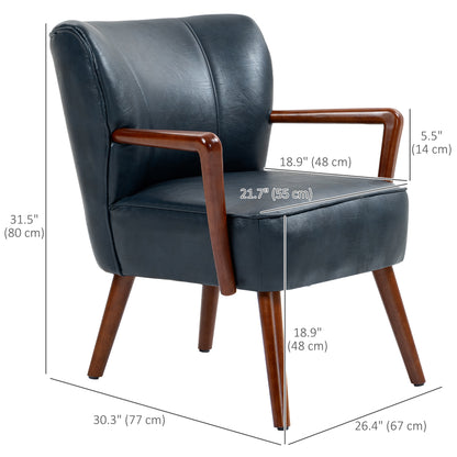 Sillón auxiliar moderno de cuero sintético con patas de madera