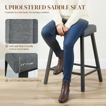 Cushioned Velvet Bar Stools — Set of 3
