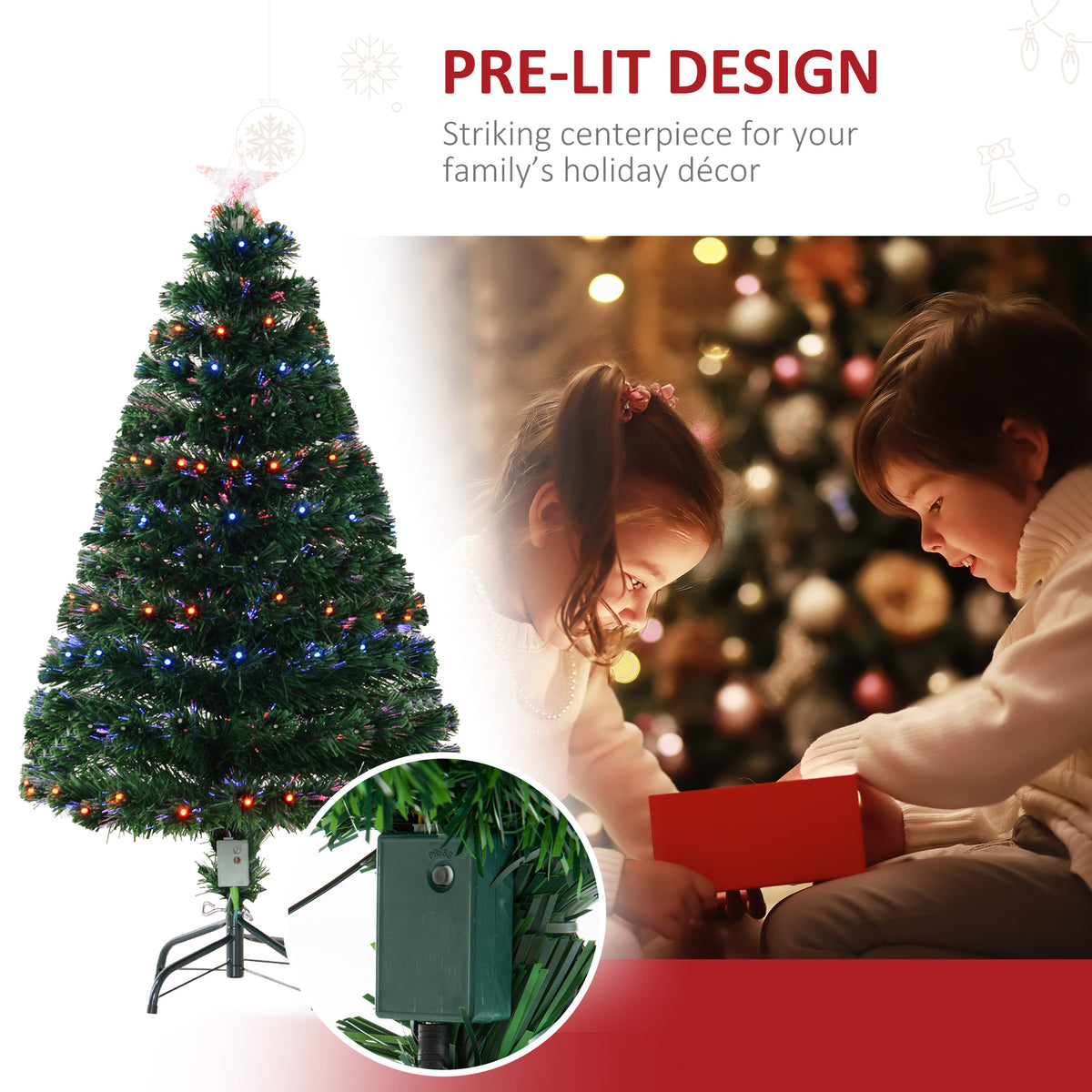 Árbol de Navidad artificial luminoso y preiluminado óptico