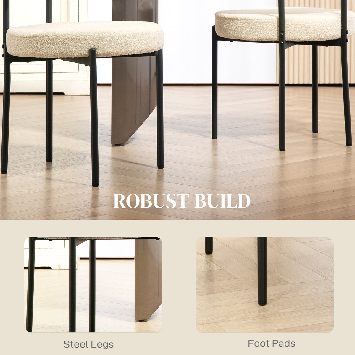 Modern Berber Fleece Dining Chairs — Set of 2