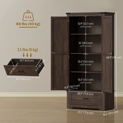 Farmhouse Kitchen Pantry Cabinet 69 in Tall
