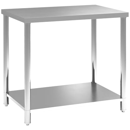 Heavy-duty stainless steel workbench with shelf