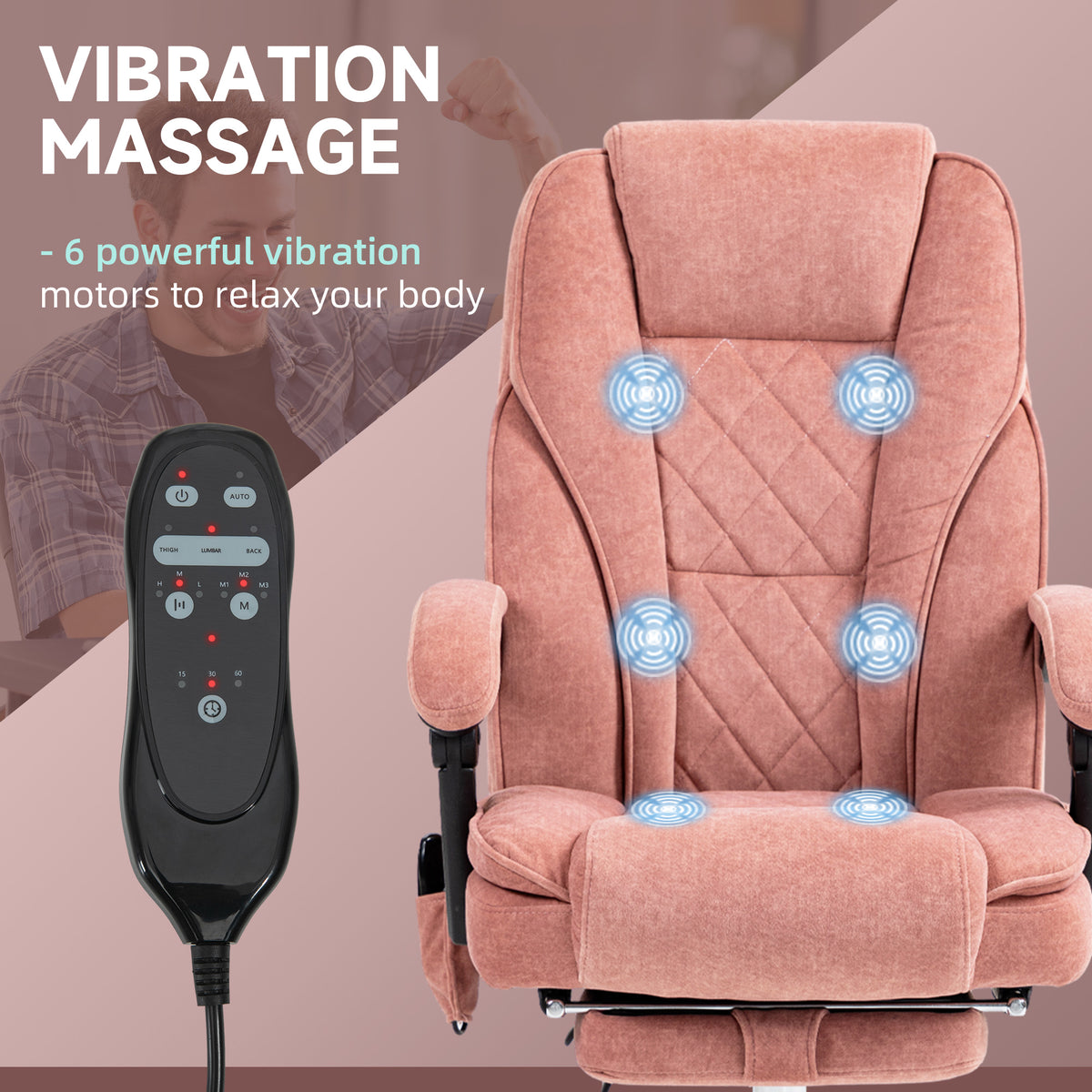 Silla de oficina de masaje reclinable con reposapiés ajustable