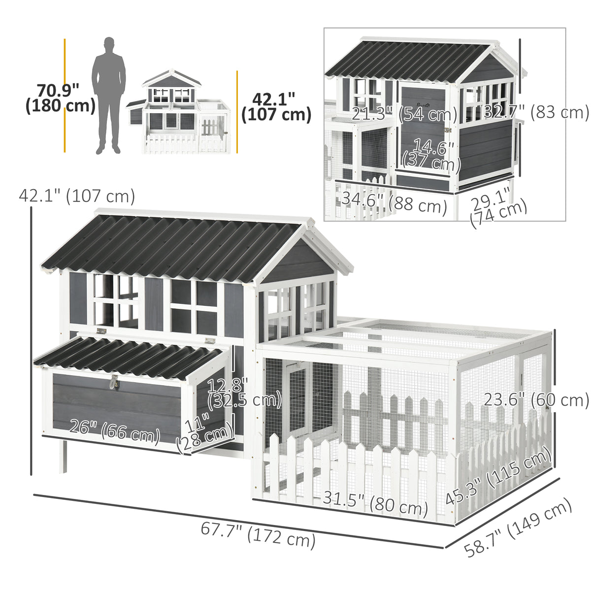 Wooden Chicken Coop with Outdoor Run