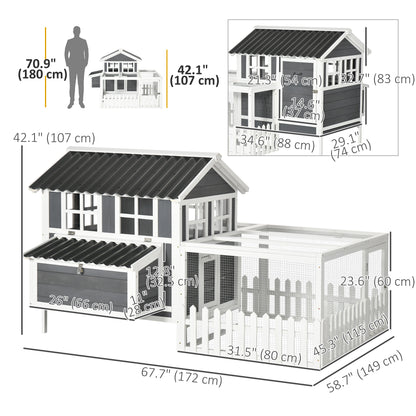 Wooden Chicken Coop with Outdoor Run