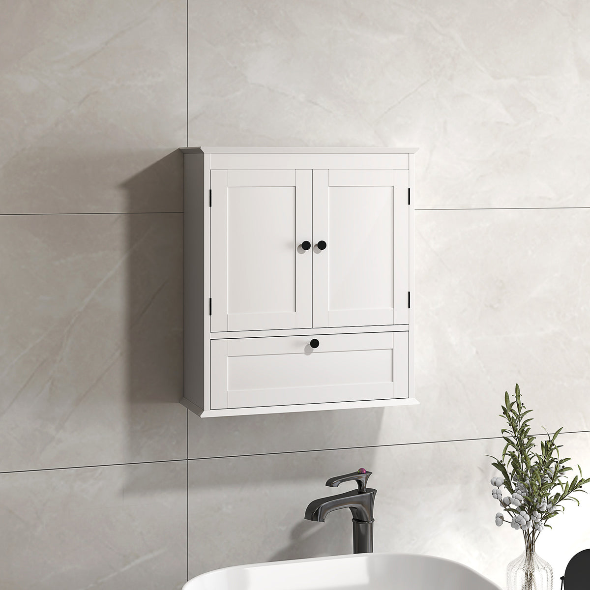 Armario de pared para baño con estante ajustable