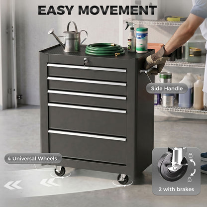 5-Drawer Rolling Lockable Steel Tool Chest
