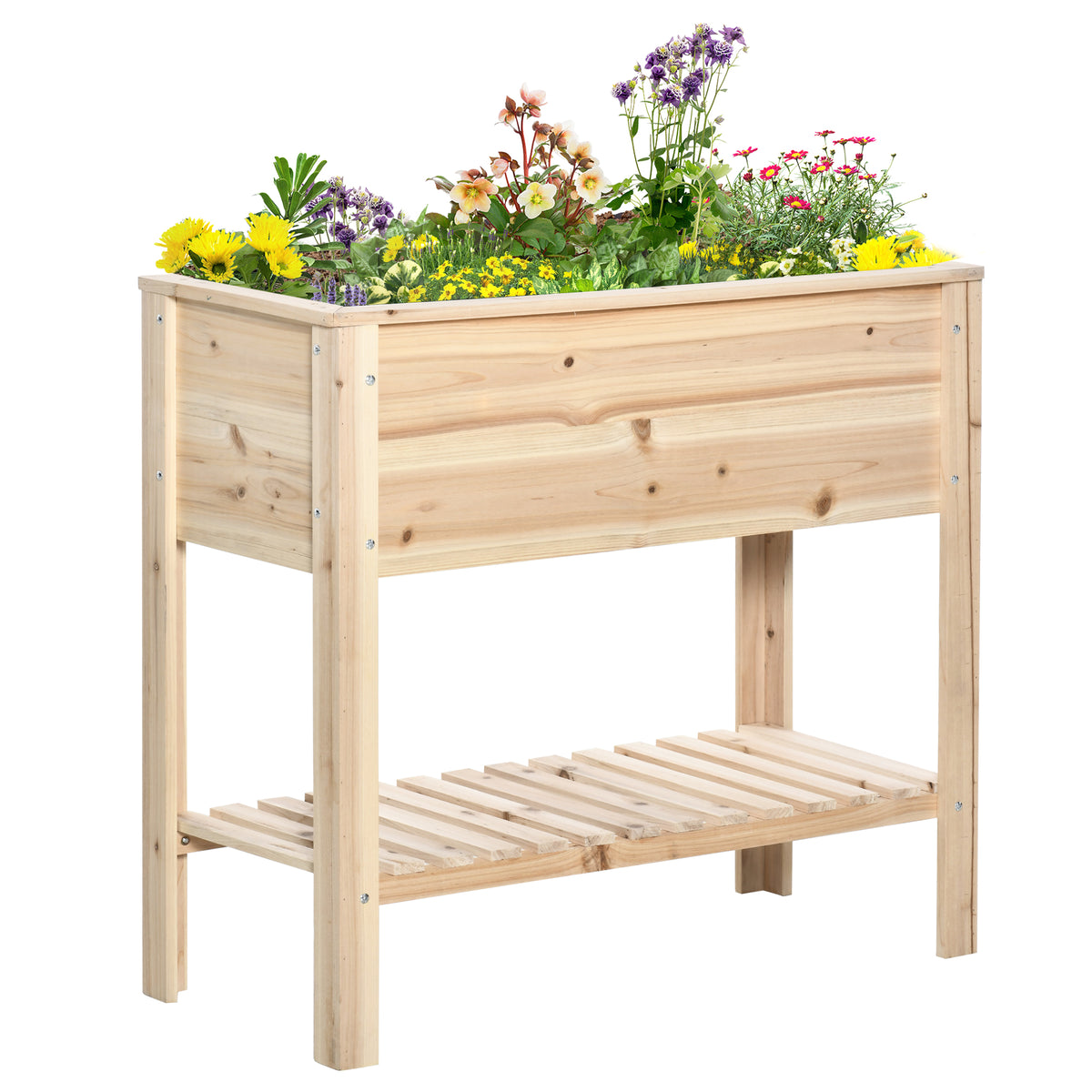 Elevated Planter Box with Storage Shelf 36 x 16 inches