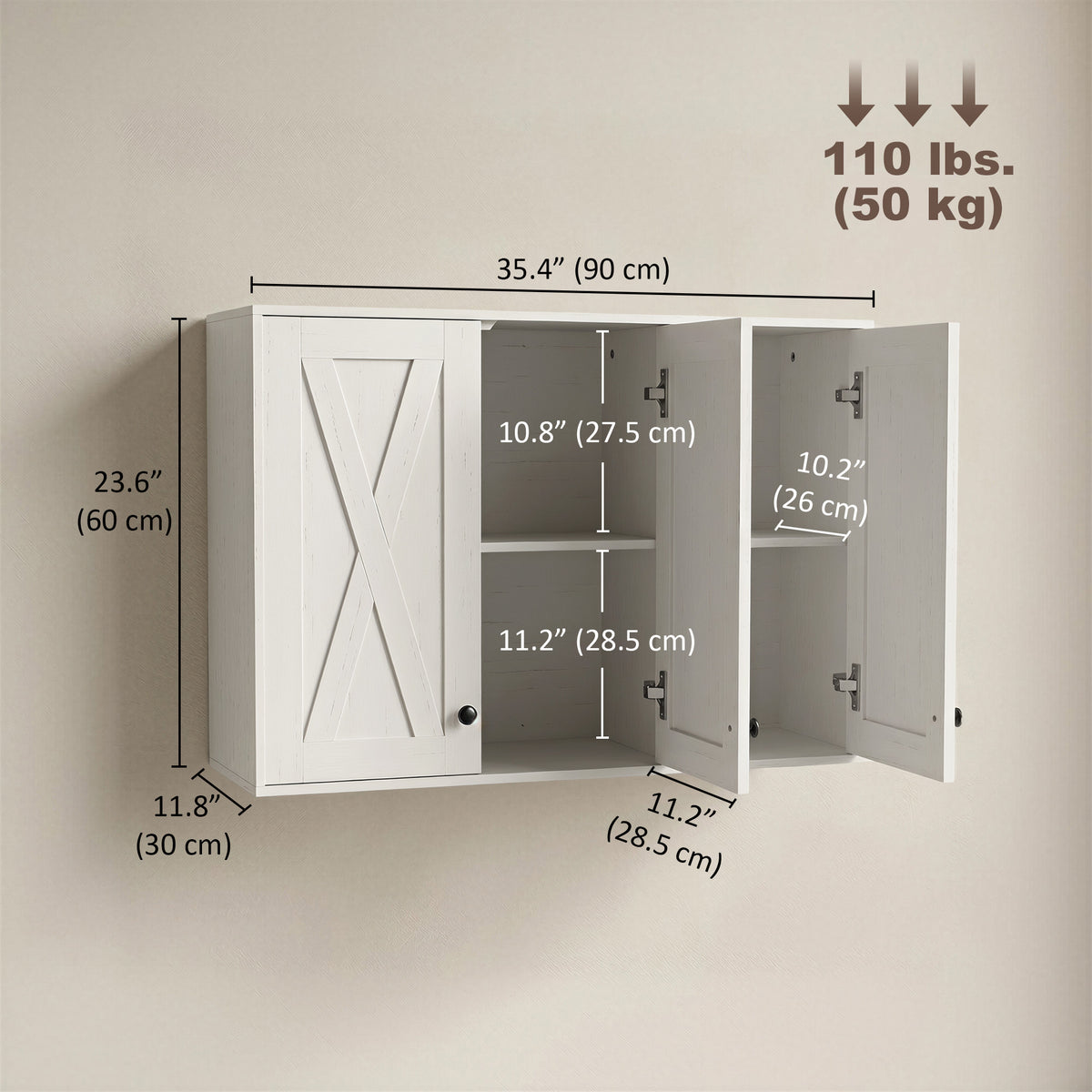 Armario de medicamentos de pared moderno de 3 puertas