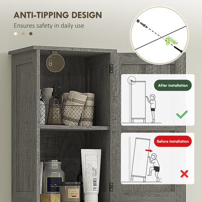 Tall Bathroom Cabinet Barn Doors Drawer Adjustable Shelves
