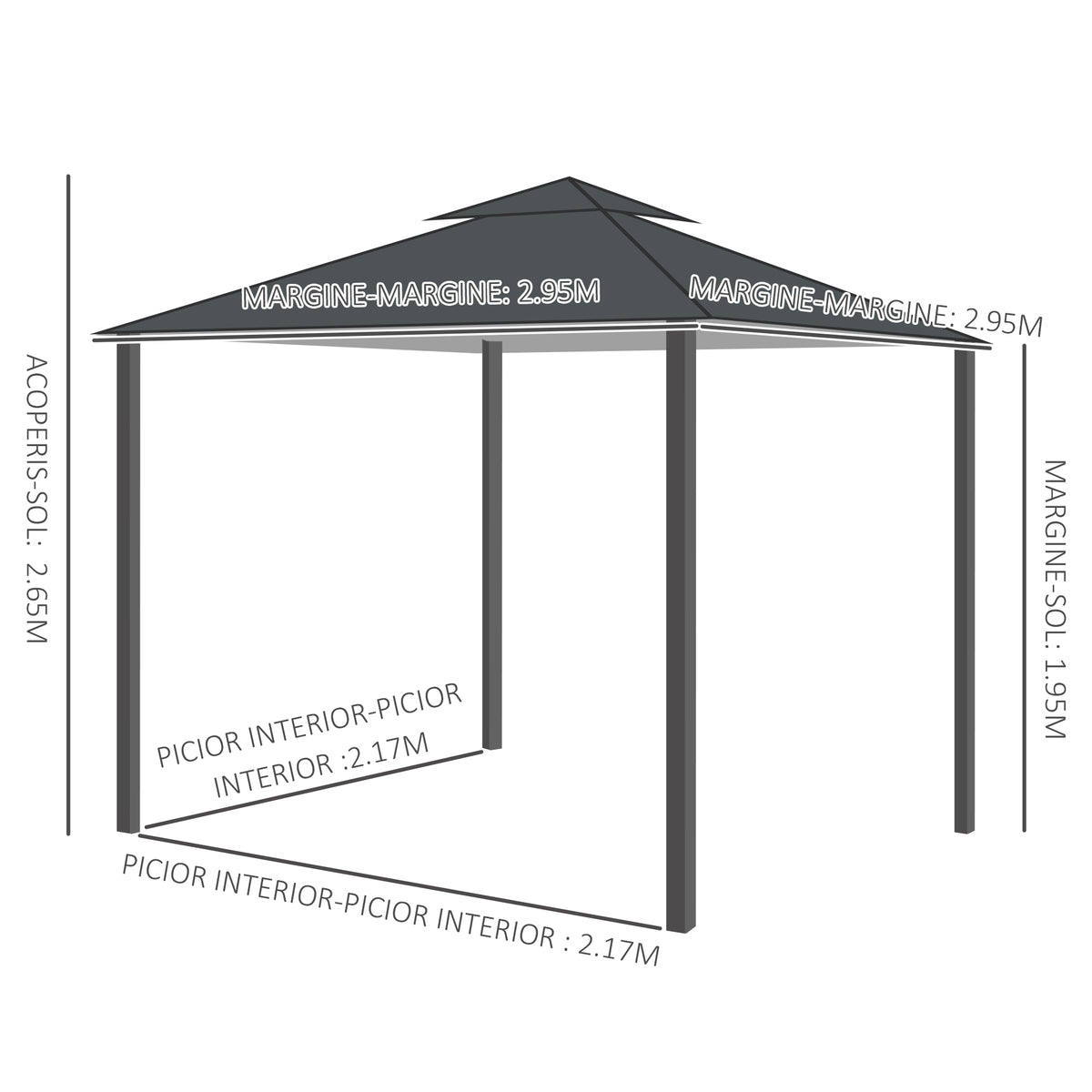 Patio Gazebo Double-Tier Roof 10 x 10 ft