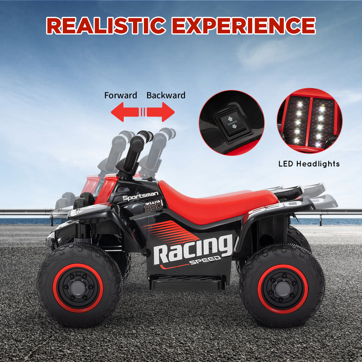 6V Electric Kids ATV Quad with LED Headlights