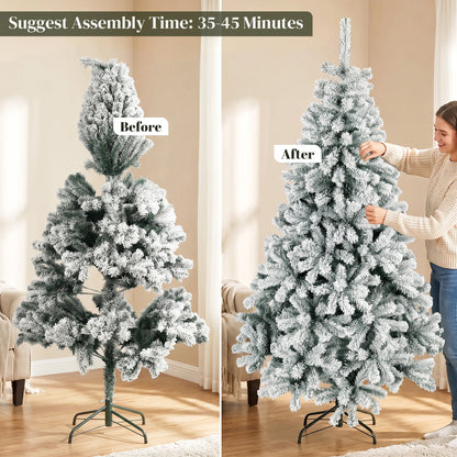Snow flocked artificial Christmas tree 183 cm