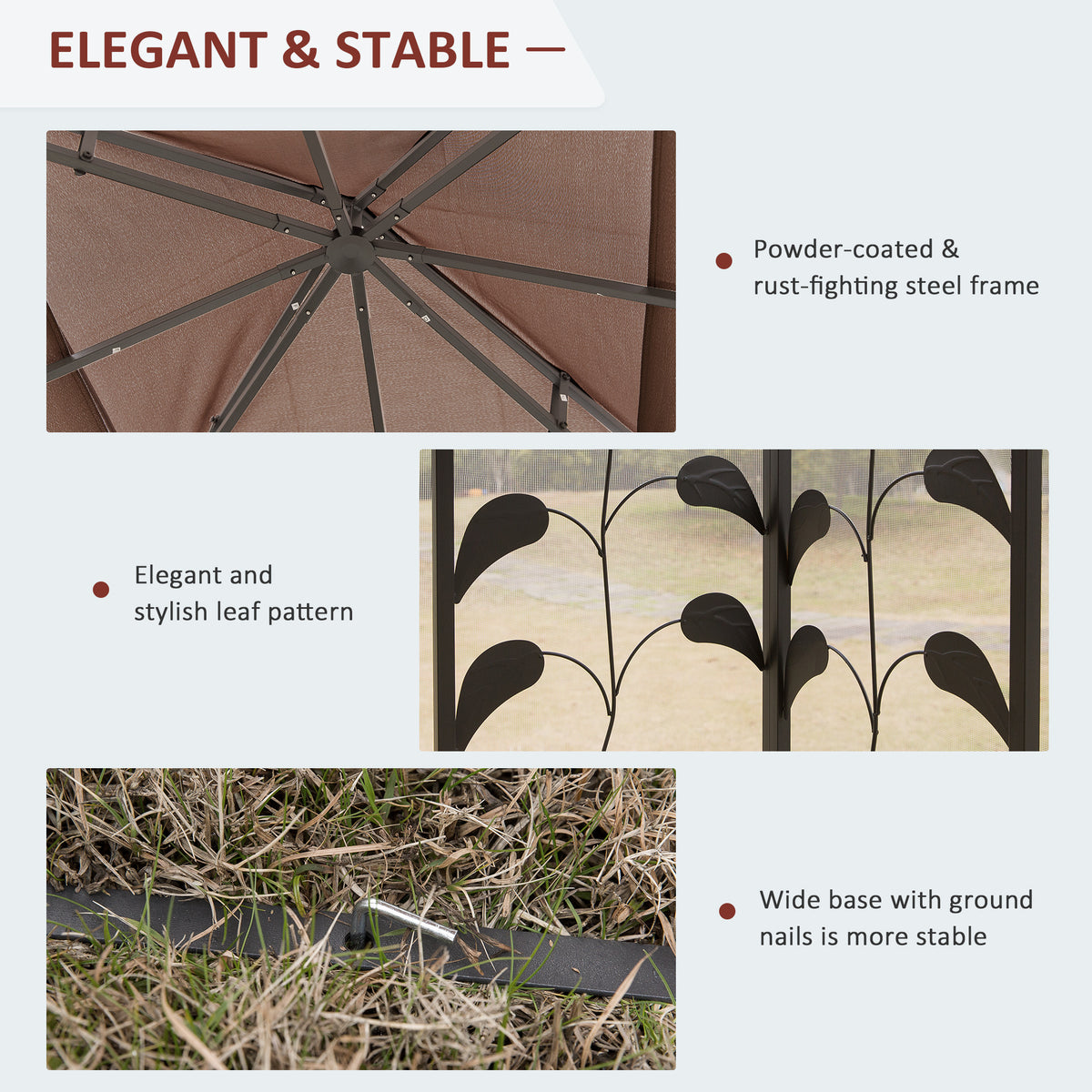 Steel Patio Gazebo Double-Tier Canopy 10x10 ft