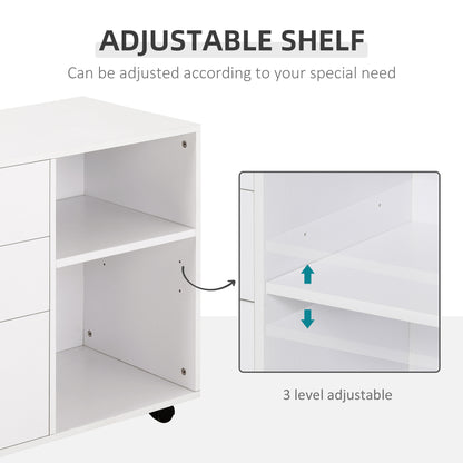 Mobile filing cabinet 3 drawers with open shelves
