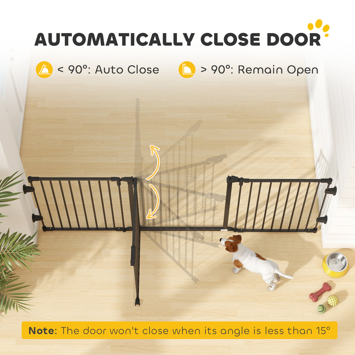 3-Panel Foldable Metal Dog Gate with Door