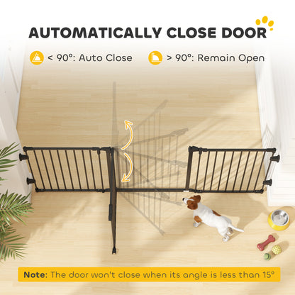 3-Panel Foldable Metal Dog Gate with Door