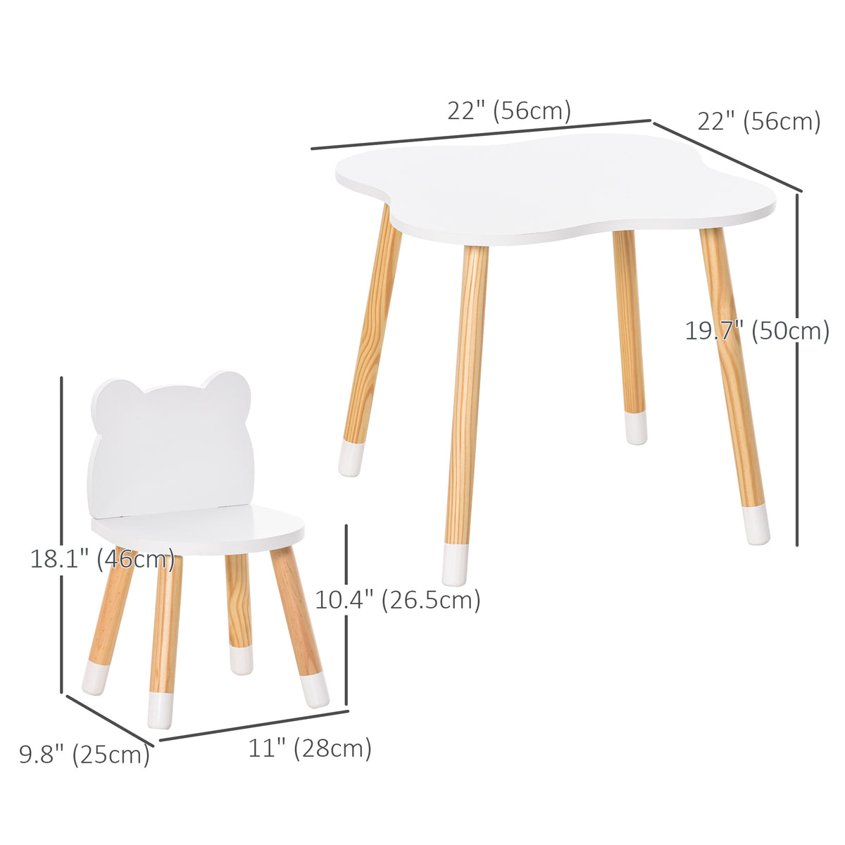 Conjunto de mesa y sillas para niños con diseño de osos — Lote de 3