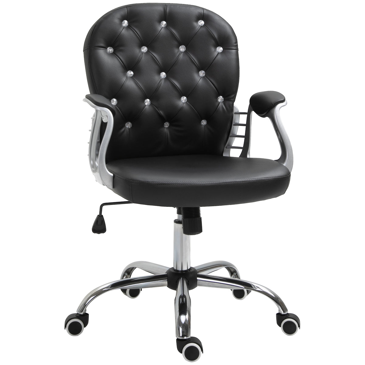 Office chair tufted synthetic leather decorative crystals