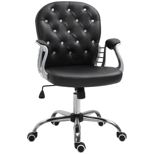 Office chair tufted synthetic leather decorative crystals