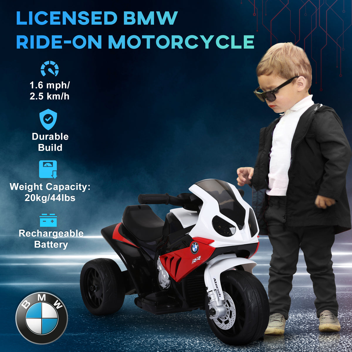 Moto eléctrica BMW S1000RR para niños muy pequeños de 18-36 meses