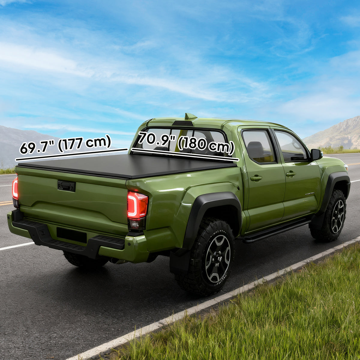 Soft tri-fold truck bed tonneau cover 180 x 177 cm