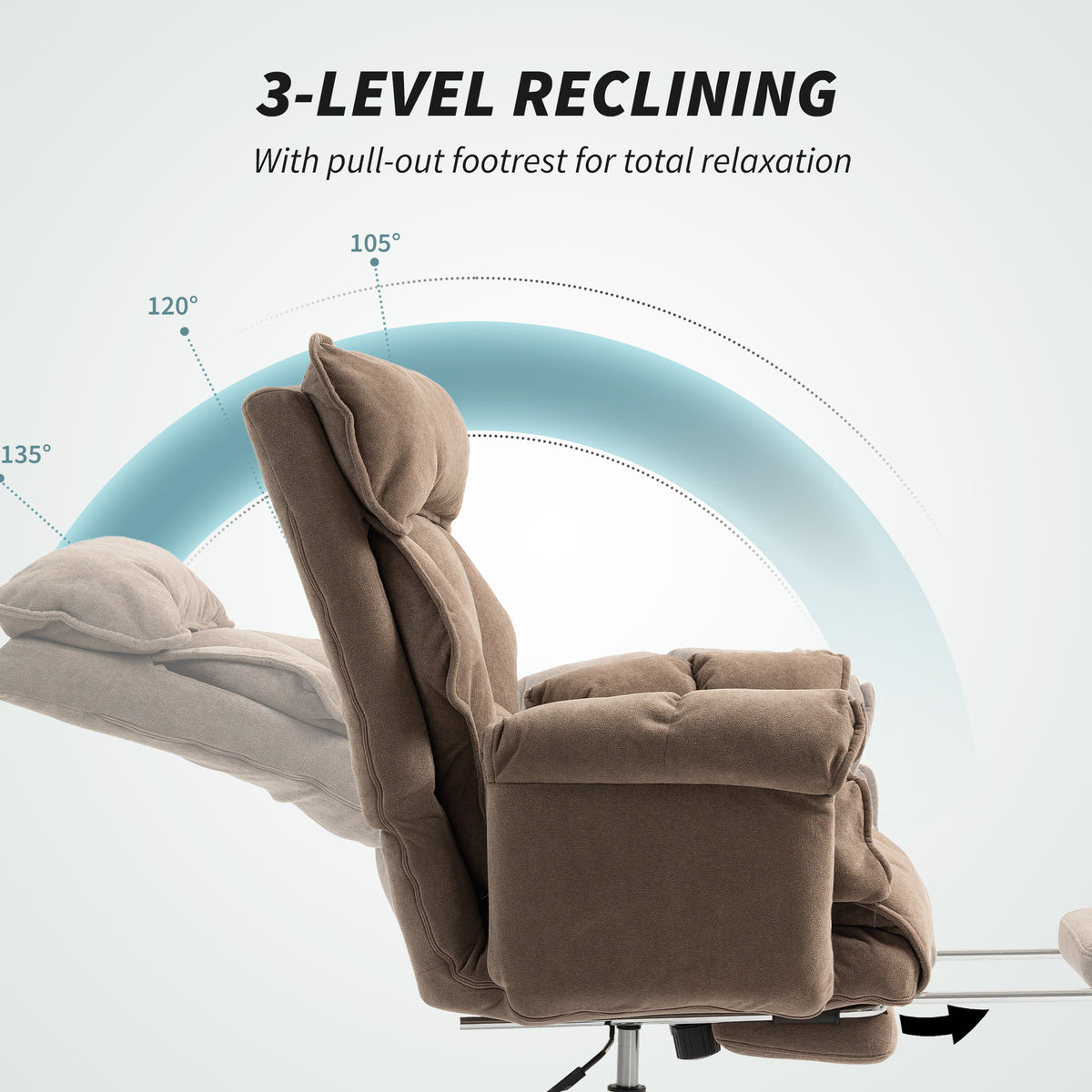 Reclining Office Chair with Footrest and Headrest
