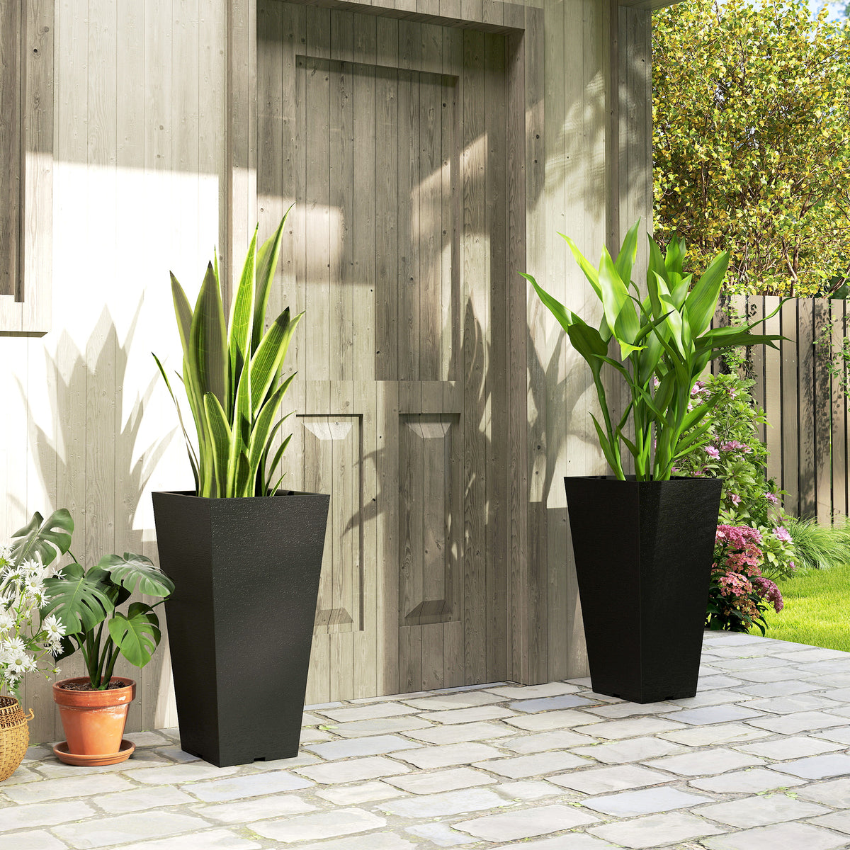 Set of 2 Stackable Tall Planters 58 cm — marble